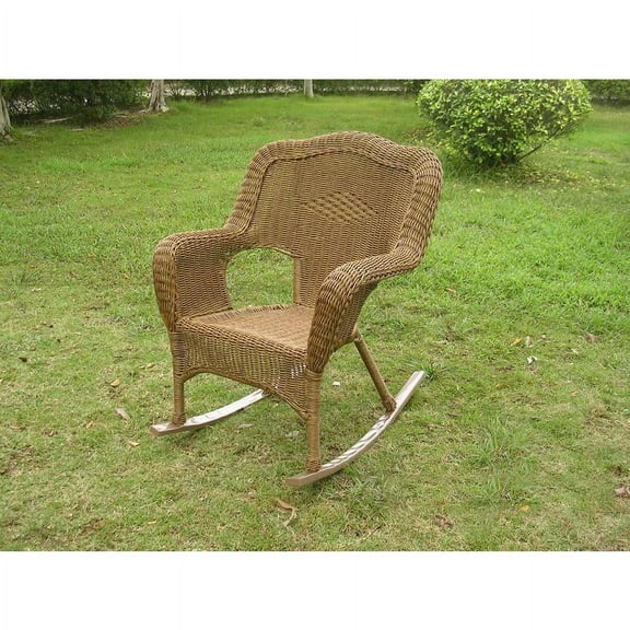 International Caravan Camelback Resin Wicker Rocker