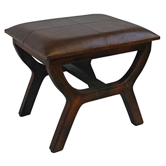 International Caravan Carmel Faux Leather Stool in Brown