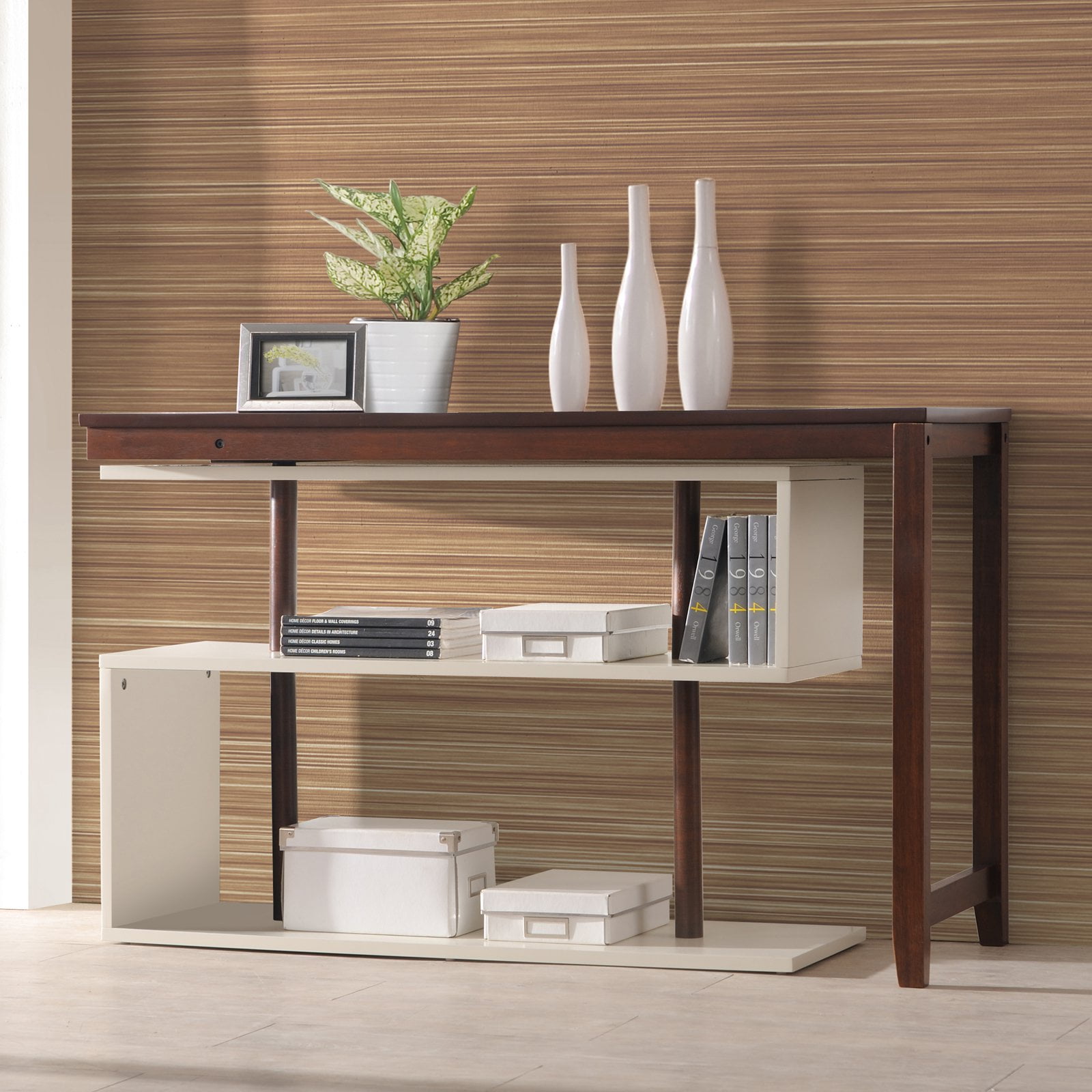 Classic Mahogany and White Foldable Swing Out Desk