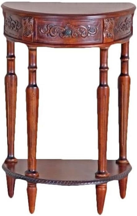 International Caravan Hand Carved Wood Half-Moon Console Table ...