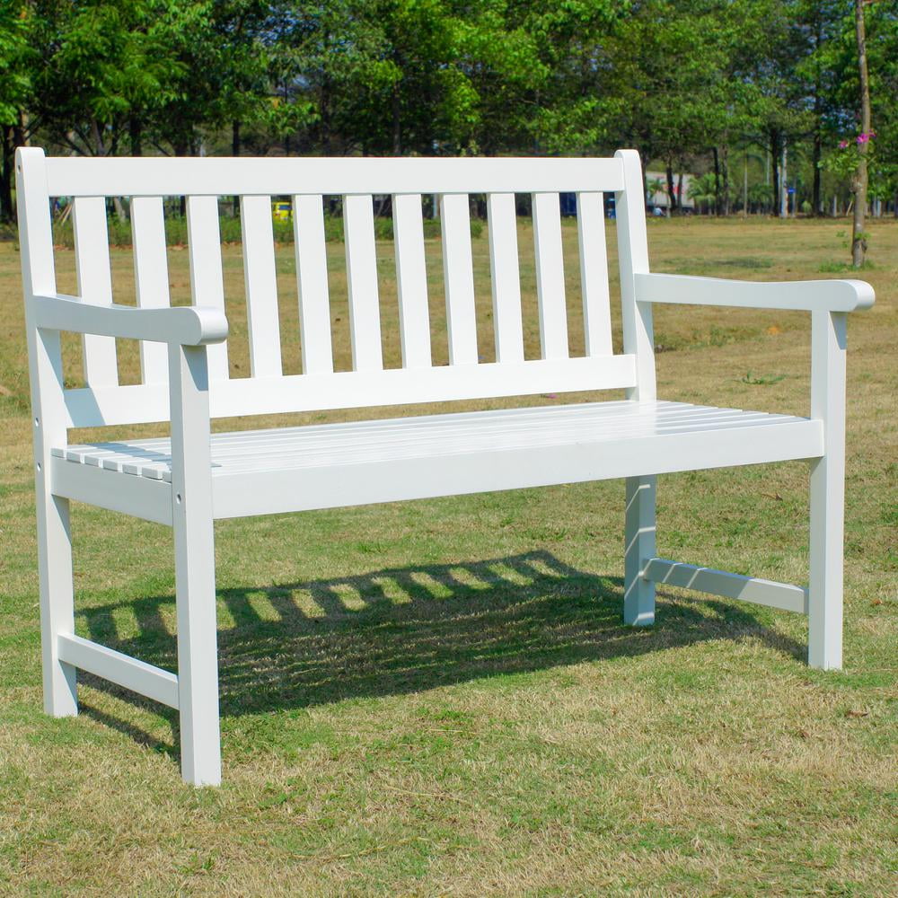 Highland Antique White Acacia Wood 48-inch Outdoor Bench