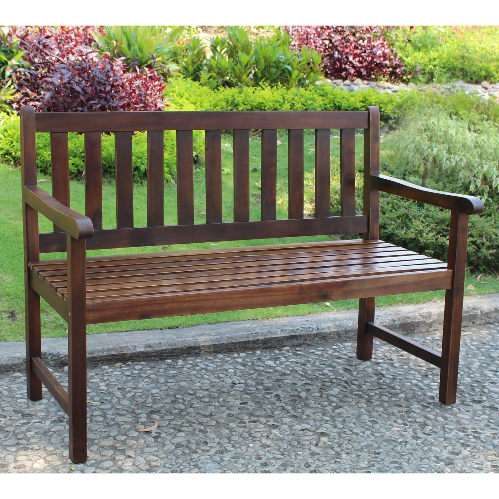 International Caravan Highland Acacia Stain 48.25 in. Patio Park Bench - image 1 of 3