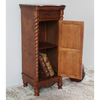 International Caravan Carved Wood 1 Drawer/1 Door Tall Cabinet