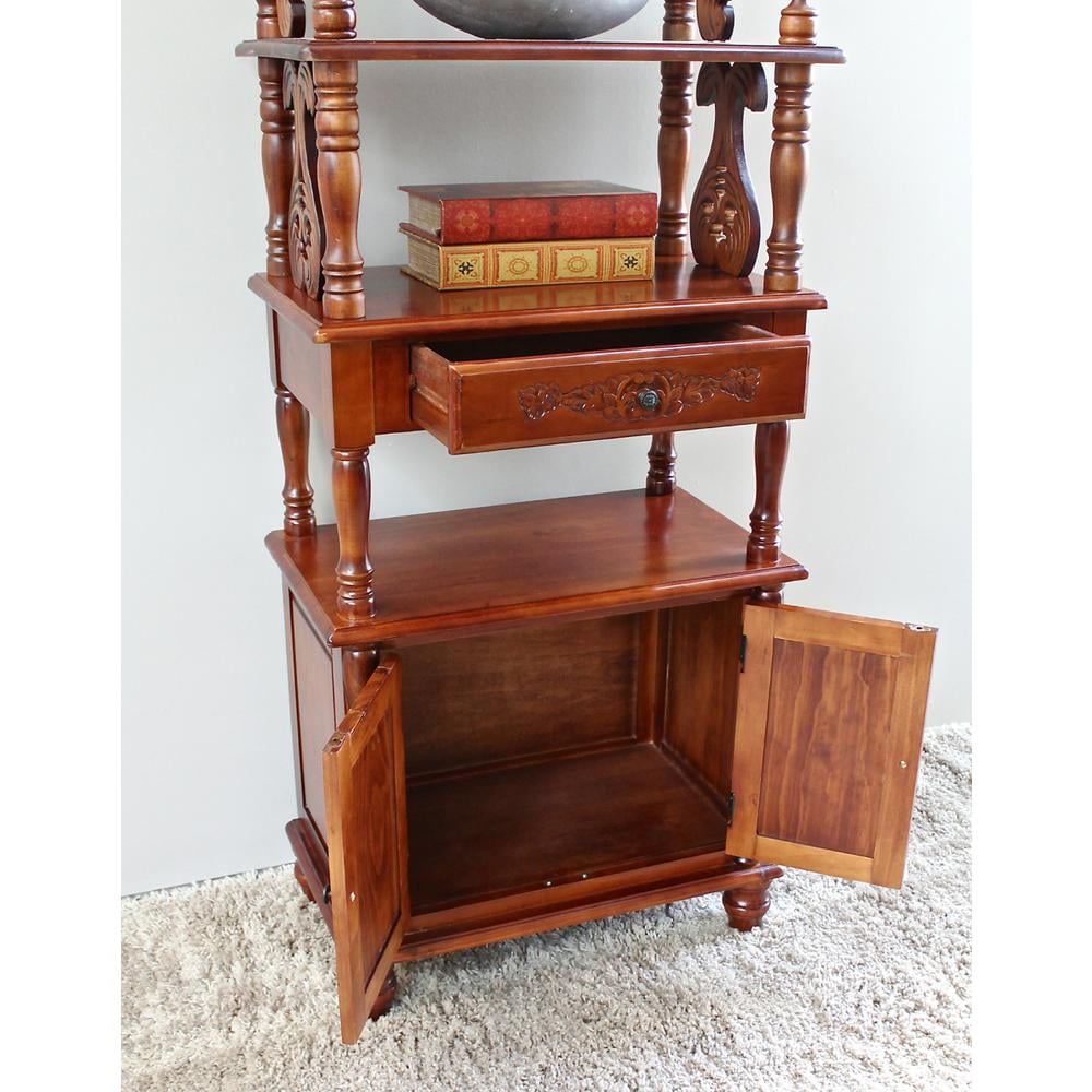 International Caravan Carved Wood 1 Drawer/2 Door Bookshelf International Caravan Carved Wood 1 Drawer/2 Door Bookshelf