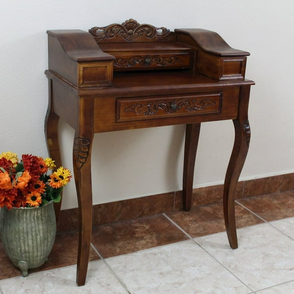 Windsor Carved Wood Telephone Table - Walnut