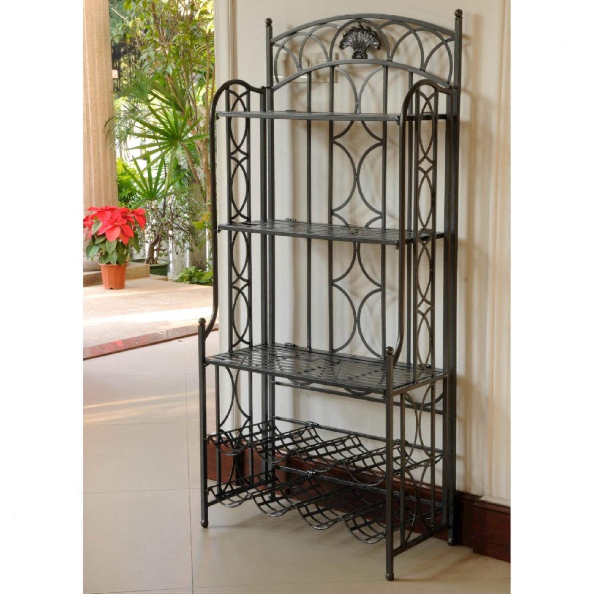 International Caravan Wrought Metal 5-Tier Indoor/Outdoor Bakers Rack ...