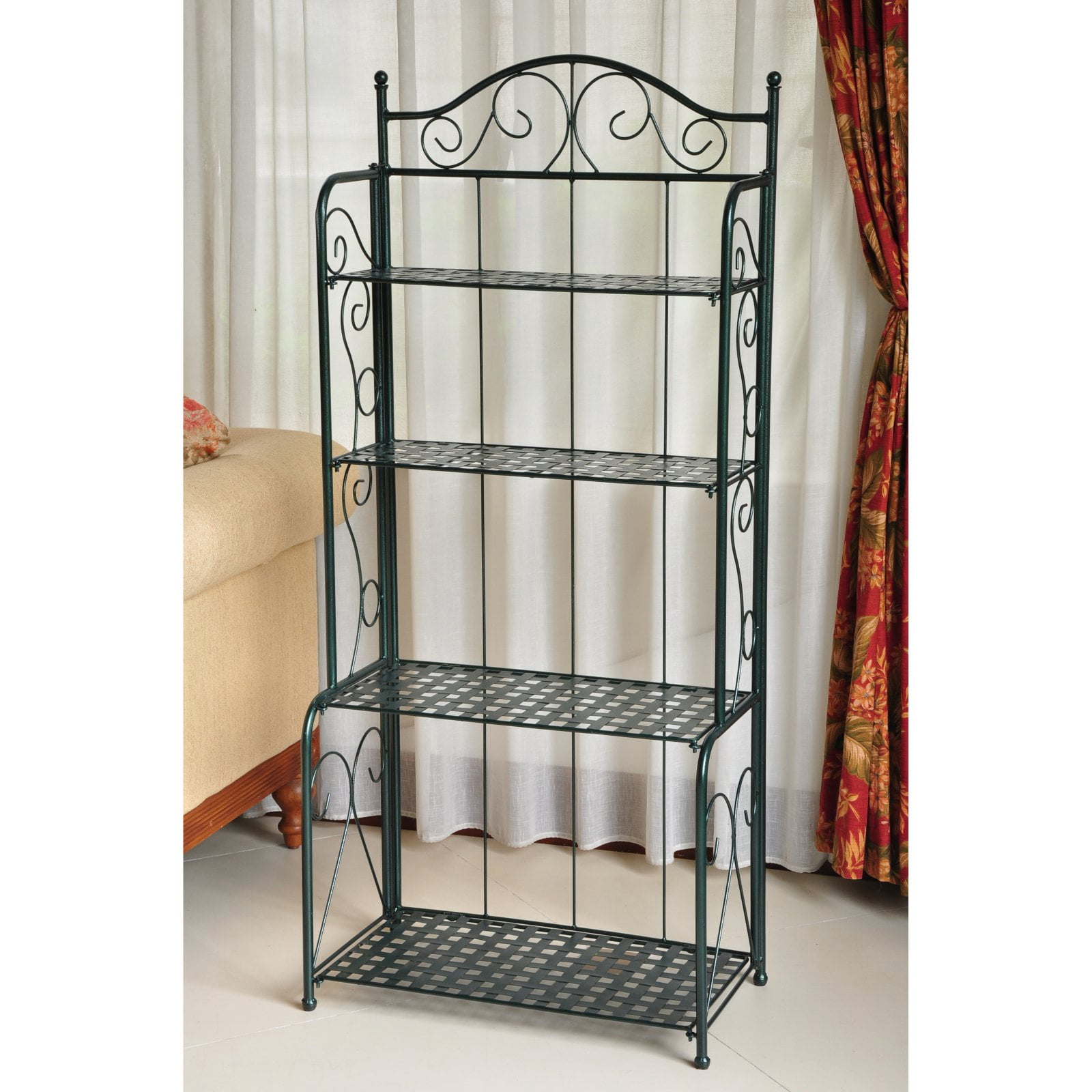 International Caravan Mandalay 4 Tier Iron Bakers Rack in Verdi Gris ...
