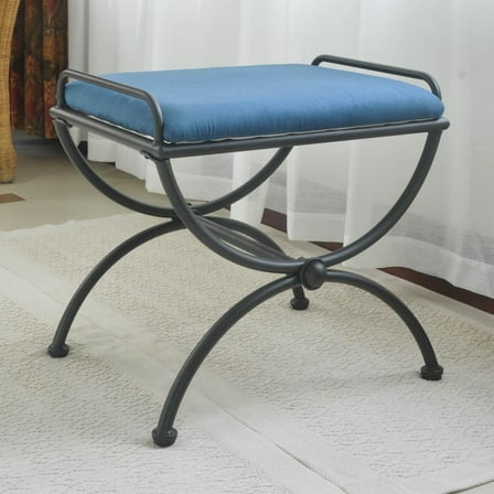 International Caravan Iron Upholstered Vanity Stool