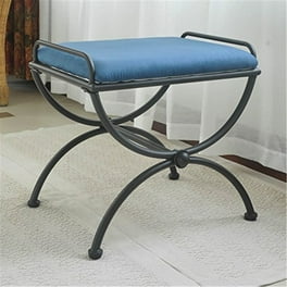 International Caravan Iron Upholstered Vanity Stool International Caravan Iron Upholstered Vanity Stool