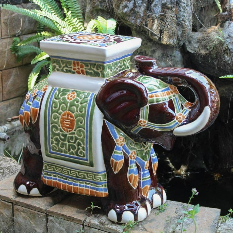 Elephantさま専用 International Caravan Large Porcelain Elephant Stool - Walmart.com