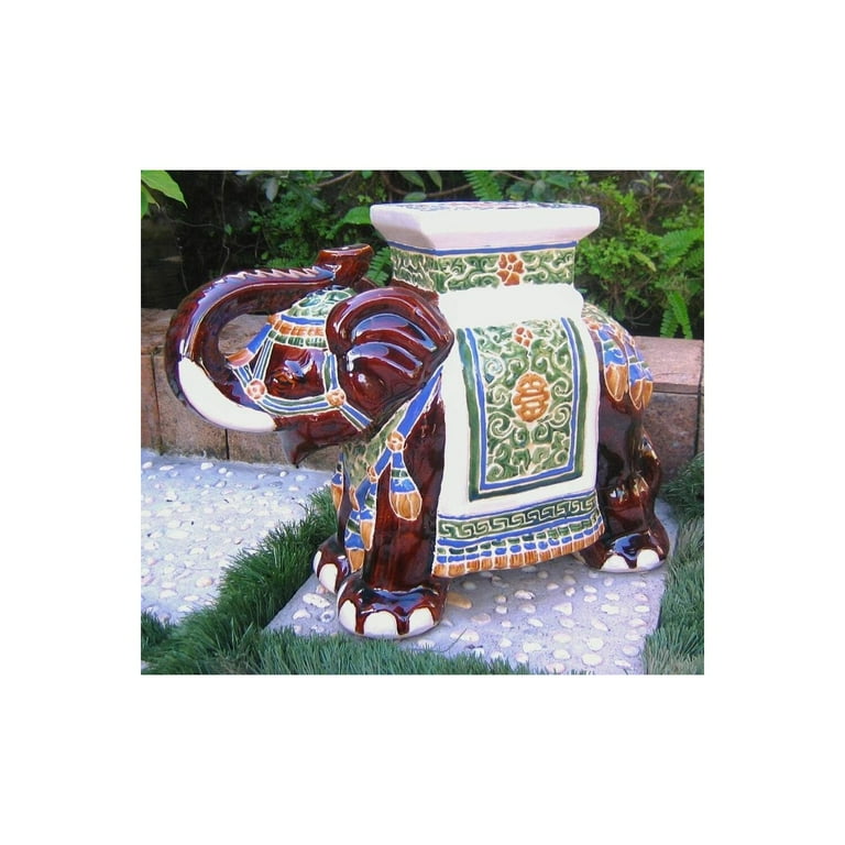 International Caravan Large Porcelain Elephant Stool International Caravan Large Porcelain Elephant Stool