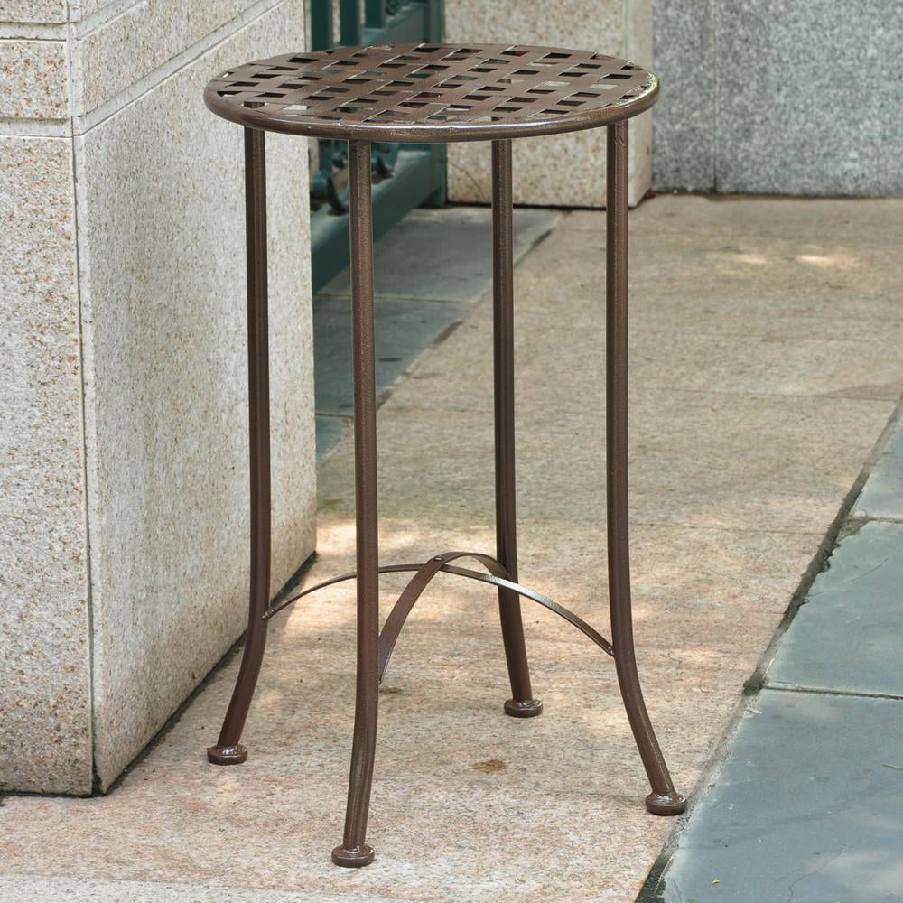 Mandalay Bronze Wrought Iron 16" Patio Side Table