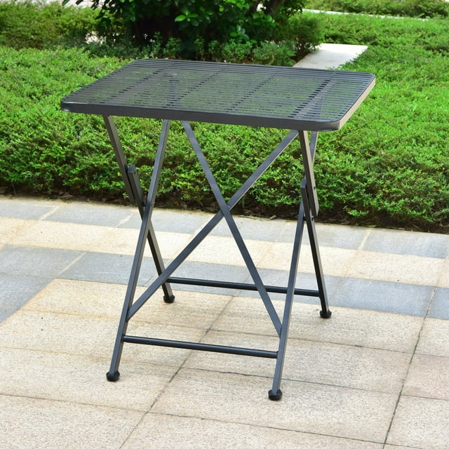 Mandalay Outdoor Iron 28-inch Folding Square Bistro Table