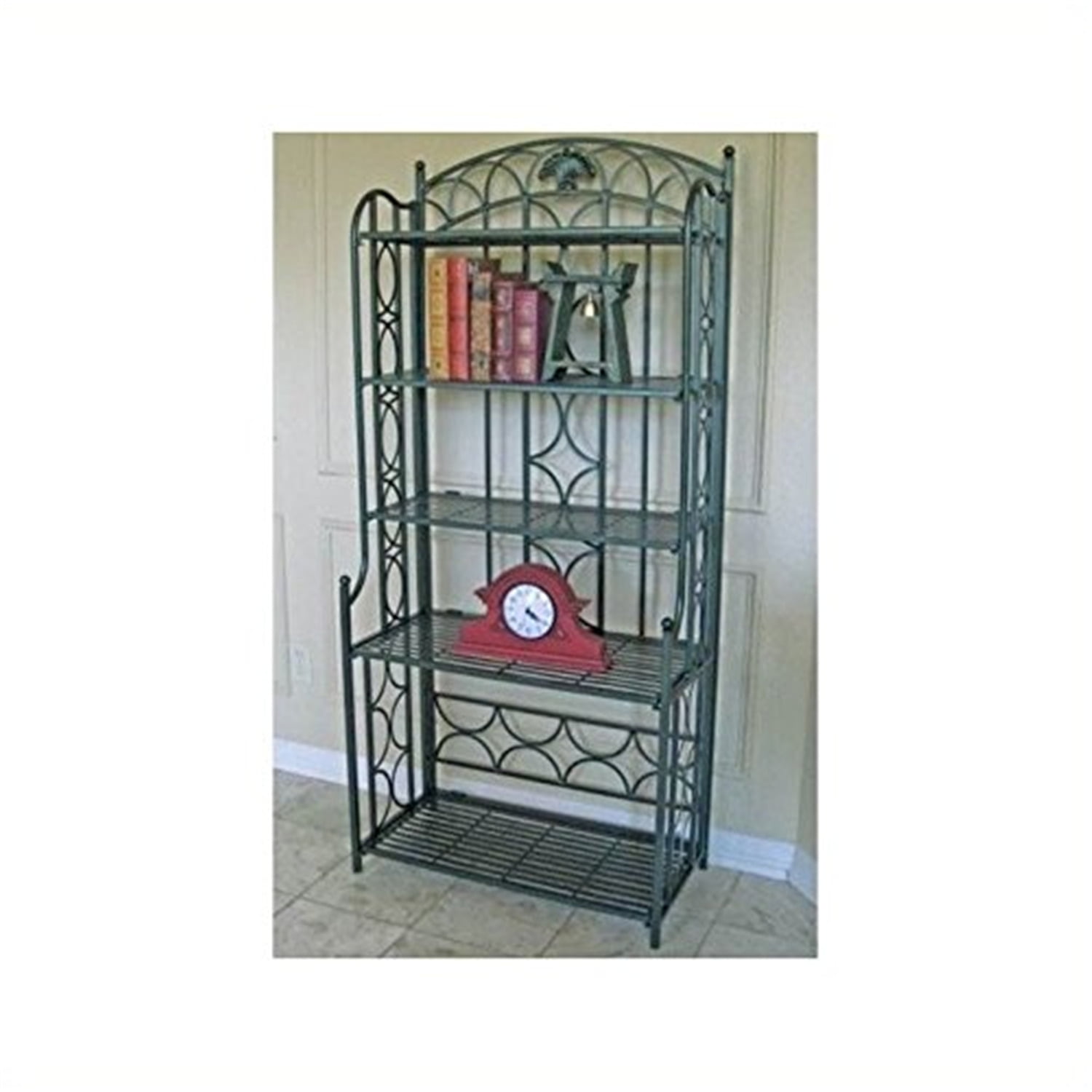 International Caravan Mandalay Iron 5 Tier Bakers Rack in Verdi