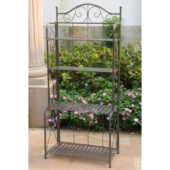 International Caravan Mandalay Iron Folding Baker Rack