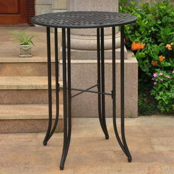 International Caravan Mandalay Iron Patio Pub Table in Antique Black