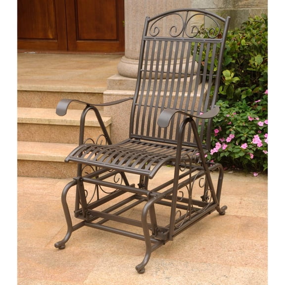 International Caravan Mandalay Single Iron Patio Glider in Matte Brown