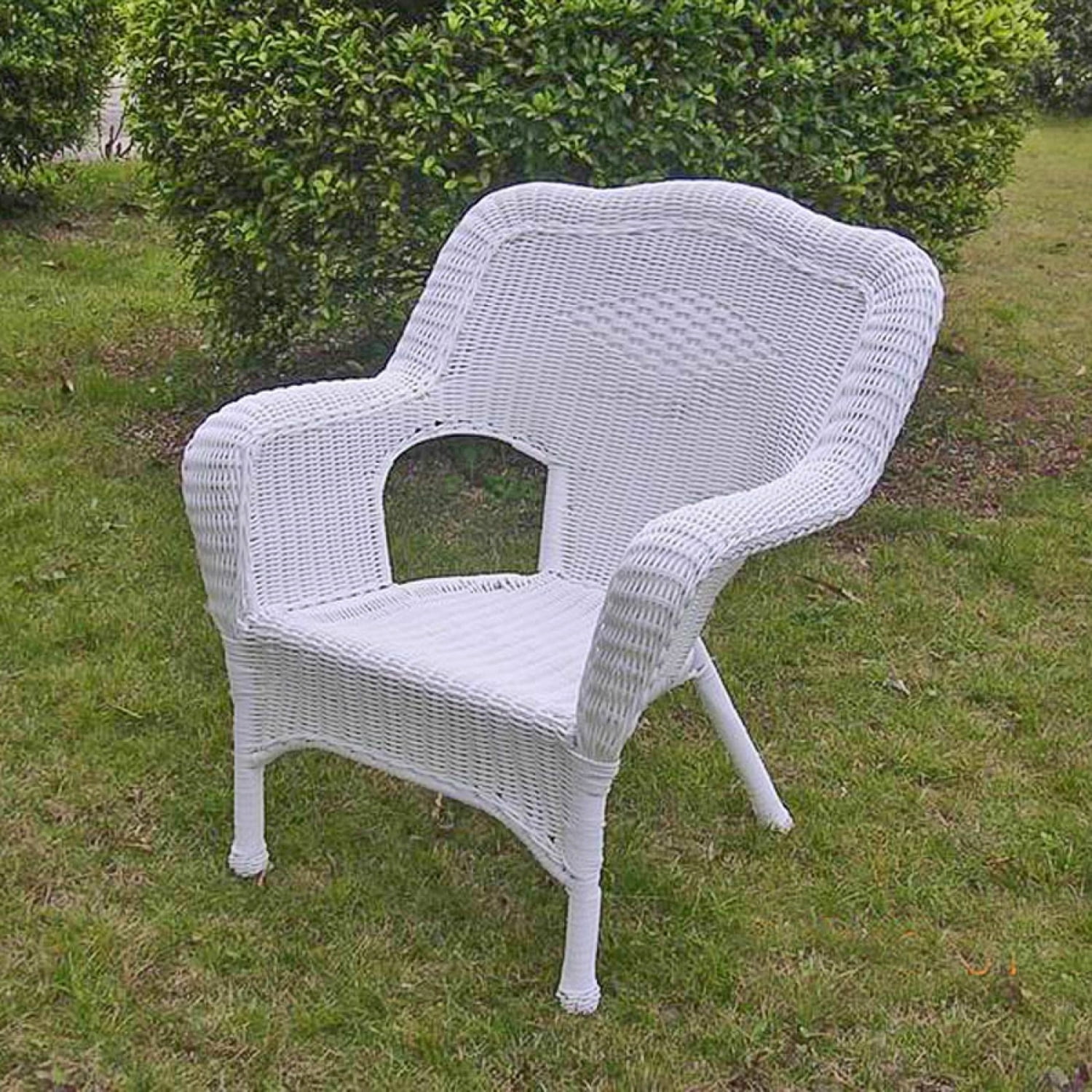 Monaco Antique-Look White Resin Wicker Deep Seated Patio Chair Set