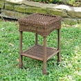 thumbnail image 1 of International Caravan Monaco Wicker Patio Side Table-Mocha, 1 of 5