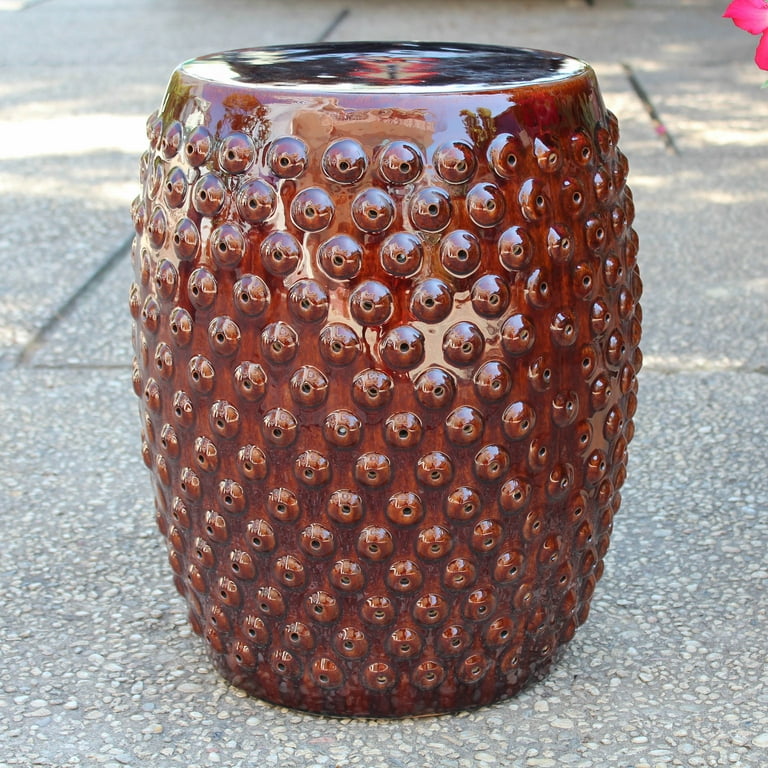 International Caravan Perforated Drum Ceramic Garden Stool International Caravan Perforated Drum Ceramic Garden Stool