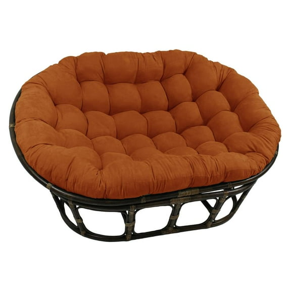 International Caravan Rattan Double Papasan Chair with Microsuede Cushion