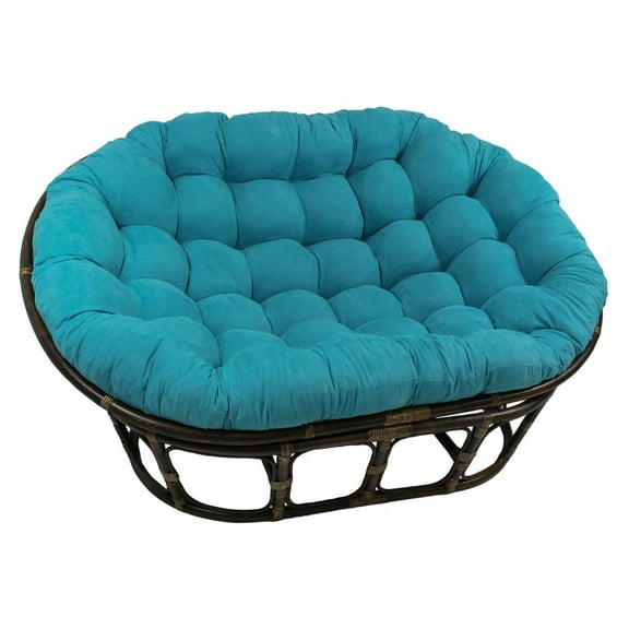 Rattan Double Papasan Chair with Microsuede Cushion
