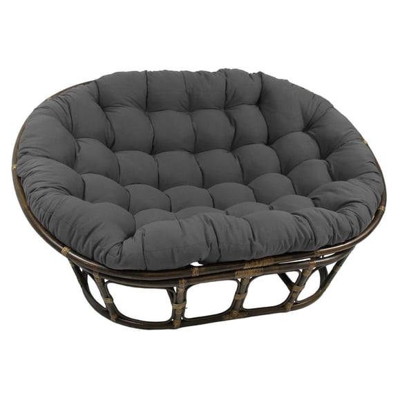 International Caravan Rattan Double Papasan Chair with Twill Cushion - Cozy Seating-Color:Grey