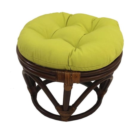 International Caravan Rattan Footstool with Twill Cushion