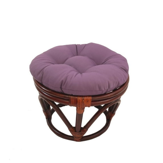 International Caravan Rattan Footstool with Twill Cushion