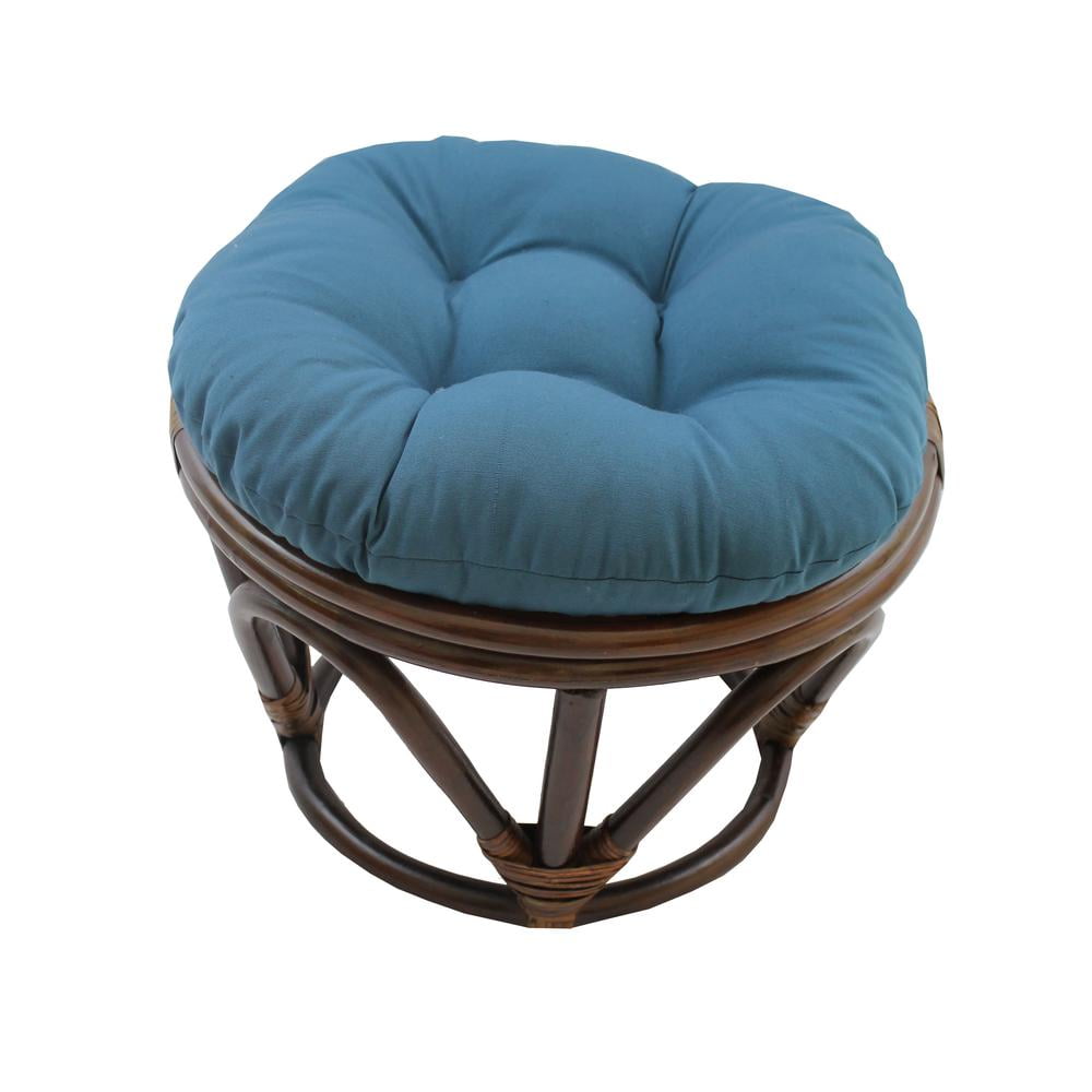 International Caravan Rattan Footstool with Twill Cushion