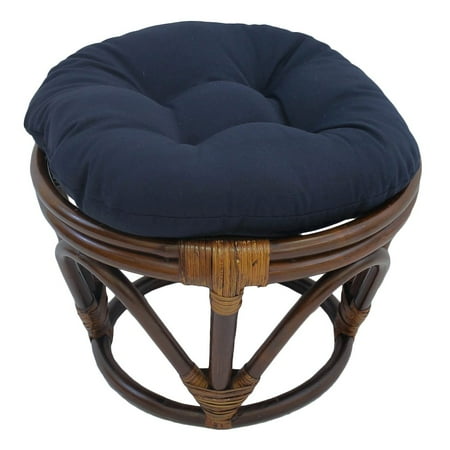International Caravan Rattan Footstool with Twill Cushion