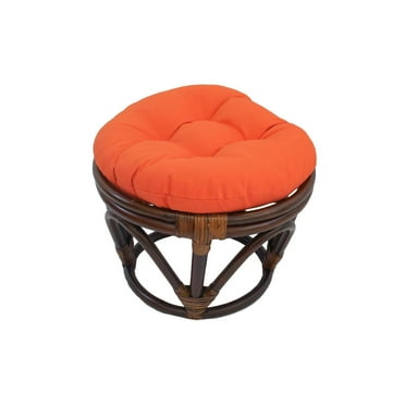 International Caravan Rattan Footstool with Twill Cushion