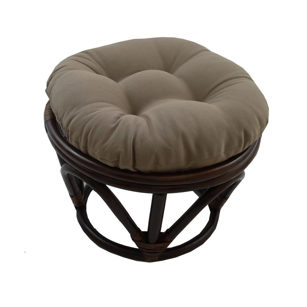 International Caravan Rattan Footstool with Twill Cushion