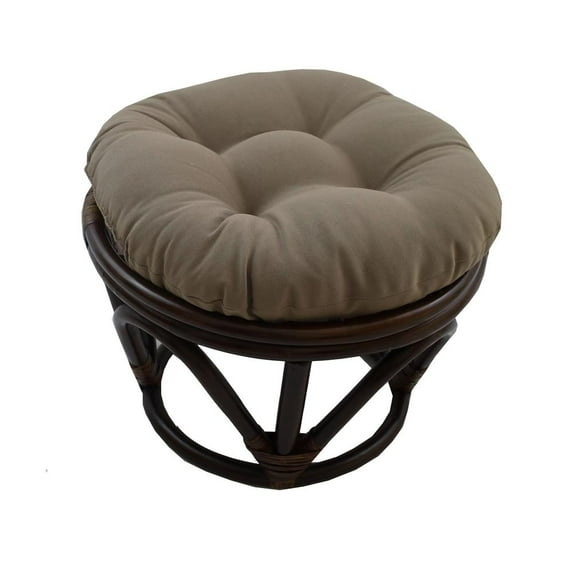International Caravan Rattan Footstool with Twill Cushion