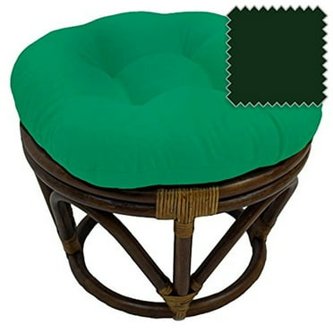 International Caravan 3301-TW-FG Rattan Footstool with Twill Cushion, Forest Green