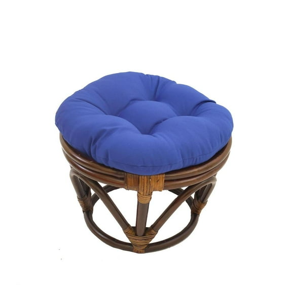 International Caravan Rattan Footstool with Twill Cushion