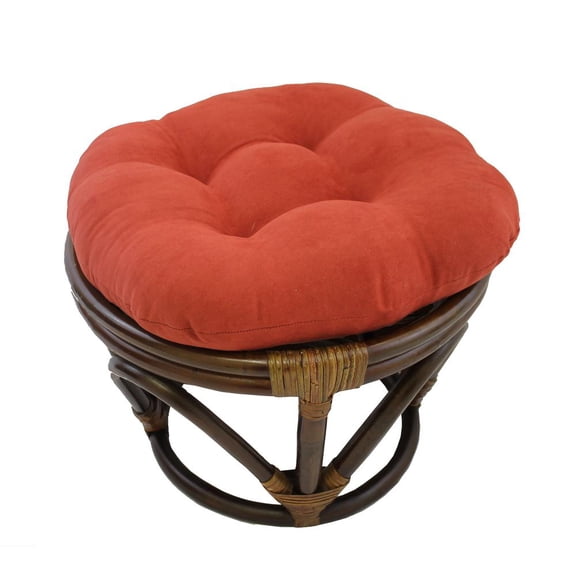 International Caravan Rattan Ottoman with Micro Suede Cushion