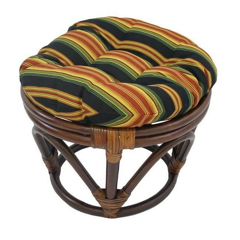 International Caravan Rattan Ottoman with Outdoor Fabric Cushion International Caravan Rattan Ottoman with Outdoor Fabric Cushion