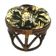 thumbnail image 1 of International Caravan Rattan Ottoman with Outdoor Fabric Cushion, 1 of 5