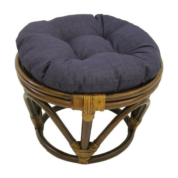 International Caravan Rattan Ottoman with Outdoor Fabric Cushion