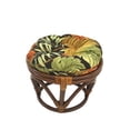 thumbnail image 1 of International Caravan Rattan Ottoman with Outdoor Fabric Cushion, 1 of 5