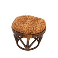 thumbnail image 1 of International Caravan Rattan Ottoman with Outdoor Fabric Cushion, 1 of 5
