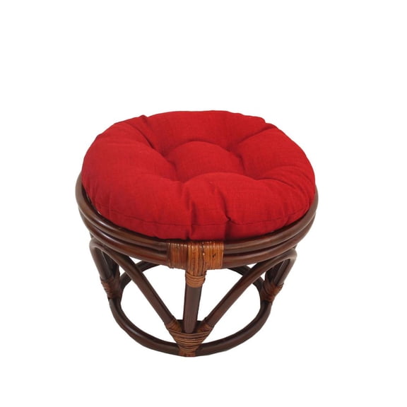 International Caravan Rattan Ottoman with Outdoor Fabric Cushion
