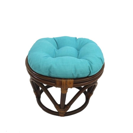 International Caravan Rattan Ottoman with Outdoor Fabric Cushion