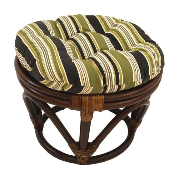 International Caravan Rattan Ottoman with Outdoor Fabric Cushion
