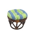 thumbnail image 1 of International Caravan Rattan Ottoman with Outdoor Fabric Cushion, 1 of 5