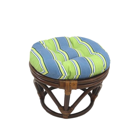 International Caravan Rattan Ottoman with Outdoor Fabric Cushion
