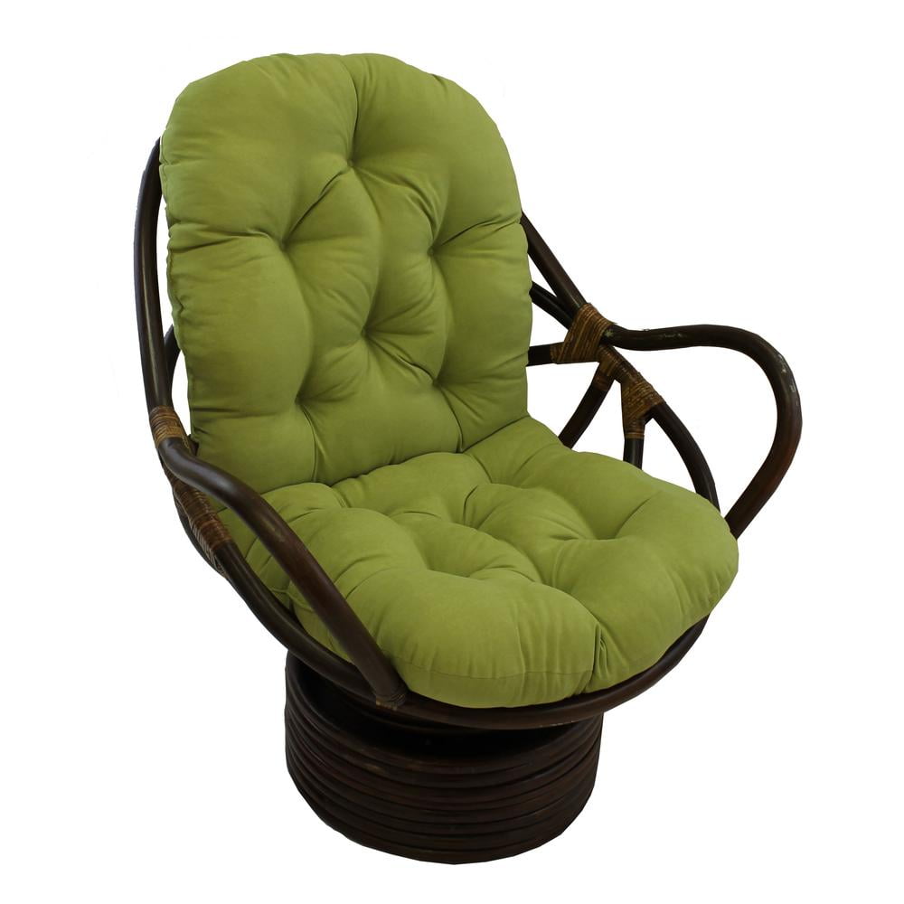 Brown Rattan Swivel Rocker with Lime Micro Suede Cushion