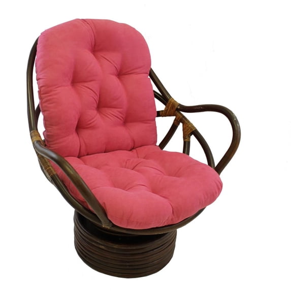 International Caravan Rattan Swivel Rocker with Micro Suede Cushion