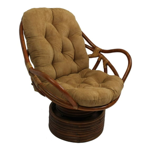 International Caravan Rattan Swivel Rocker with Micro Suede Cushion
